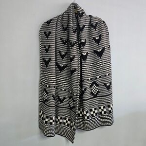 Gap Alpaca Lambswool Blend‎ Blanket Scarf Black Cream Knit Aztec Southwestern